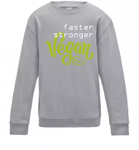 Детский Свитшот Faster stronger vegan lettering Серый меланж фото