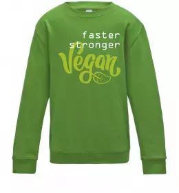 Дитячий світшот Faster stronger vegan lettering Лаймовий фото
