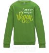 Дитячий світшот Faster stronger vegan lettering Лаймовий фото