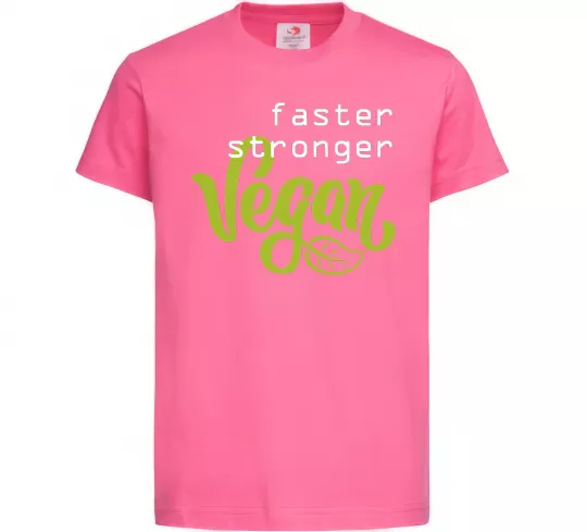 Дитяча футболка Faster stronger vegan lettering Яскраво-рожевий фото