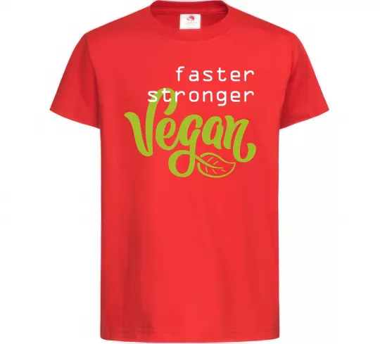 Дитяча футболка Faster stronger vegan lettering Червоний фото