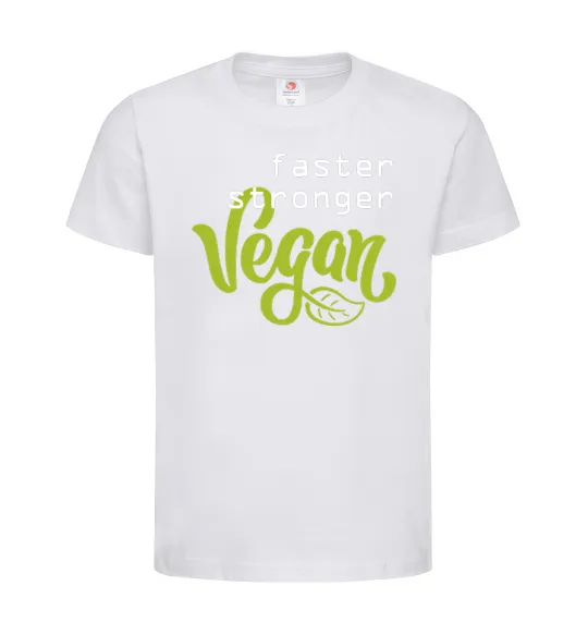Дитяча футболка Faster stronger vegan lettering Білий фото