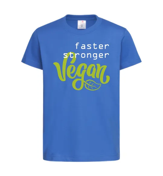Дитяча футболка Faster stronger vegan lettering Яскраво-синій фото