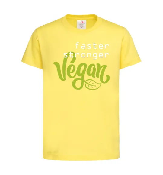 Дитяча футболка Faster stronger vegan lettering Лимонний фото
