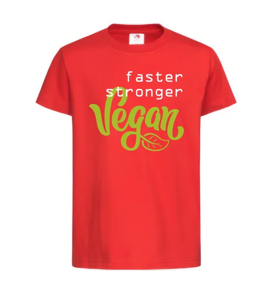 Дитяча футболка Faster stronger vegan lettering Червоний фото