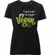 Женская премиум футболка Faster stronger vegan lettering Черный фото