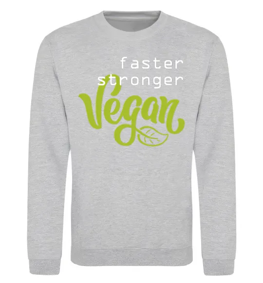 Світшот Faster stronger vegan lettering Сірий меланж фото