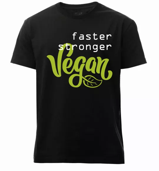 Чоловіча преміум футболка Faster stronger vegan lettering Чорний фото