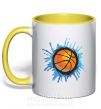 Чашка з кольоровою ручкою Баскетбольный мяч брызги Сонячно жовтий фото