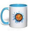Чашка з кольоровою ручкою Баскетбольный мяч брызги Блакитний фото
