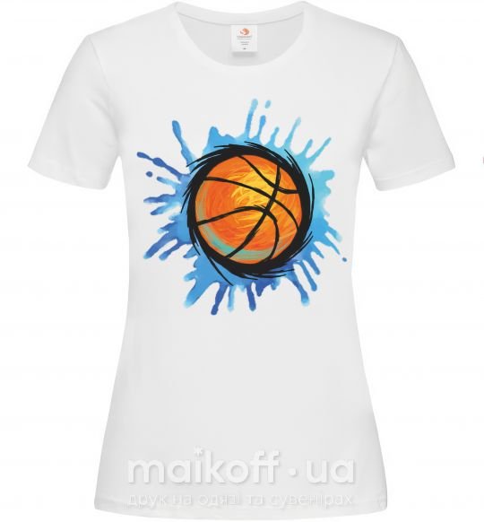 Женская футболка Баскетбольный мяч брызги Белый фото