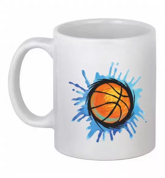 Чашка керамічна Баскетбольний м'яч бризки Білий фото