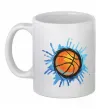 Чашка керамічна Баскетбольний м'яч бризки Білий фото