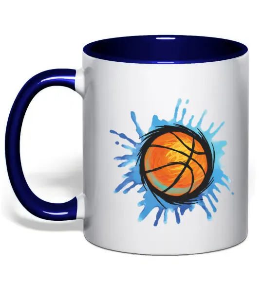 Чашка з кольоровою ручкою Баскетбольний м'яч бризки Глибокий темно-синій фото