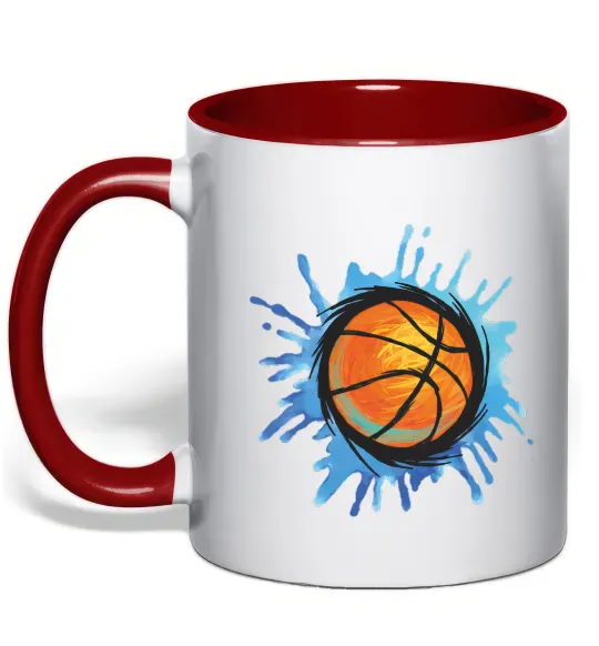 Чашка з кольоровою ручкою Баскетбольний м'яч бризки Червоний фото