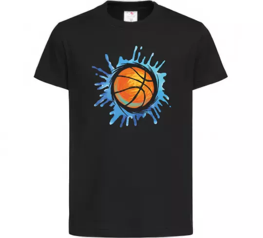 Дитяча футболка Баскетбольний м'яч бризки Чорний фото