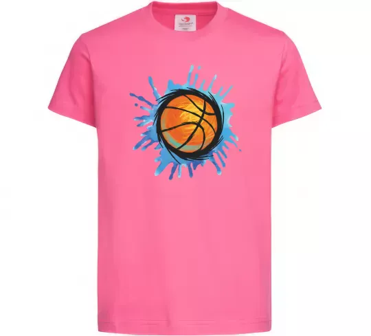 Дитяча футболка Баскетбольний м'яч бризки Яскраво-рожевий фото