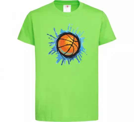 Дитяча футболка Баскетбольний м'яч бризки Лаймовий фото