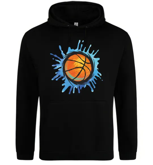 Мужская толстовка (худи) Баскетбольний м'яч бризки Черный фото