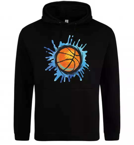 Женская толстовка (худи) Баскетбольний м'яч бризки Черный фото