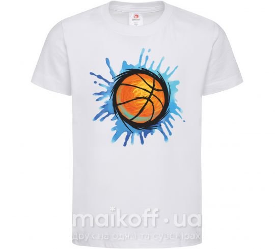 Дитяча футболка Баскетбольный мяч брызги Білий фото