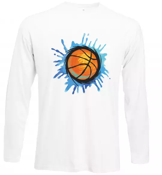 Лонгслів Баскетбольний м'яч бризки Білий фото