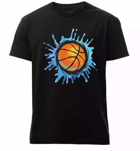 Мужская премиум футболка Баскетбольний м'яч бризки Черный фото
