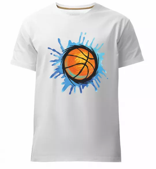 Мужская премиум футболка Баскетбольний м'яч бризки Белый фото