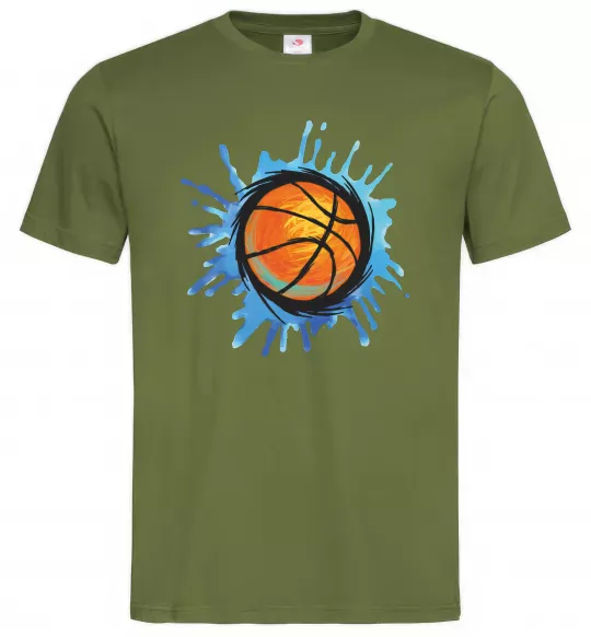 Мужская футболка Баскетбольний м'яч бризки Оливковый фото