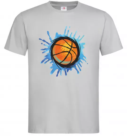 Мужская футболка Баскетбольний м'яч бризки Серый фото