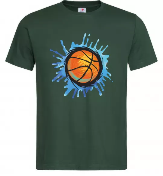 Мужская футболка Баскетбольний м'яч бризки Темно-зеленый фото