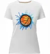 Женская премиум футболка Баскетбольний м'яч бризки Белый фото