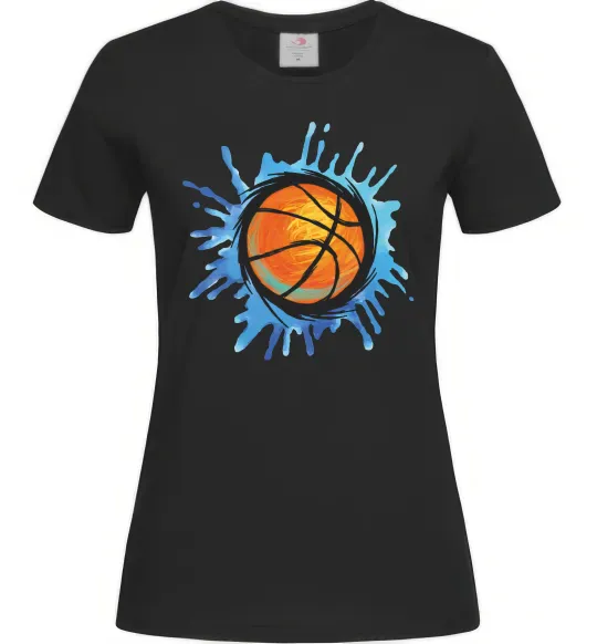 Женская футболка Баскетбольний м'яч бризки Черный фото