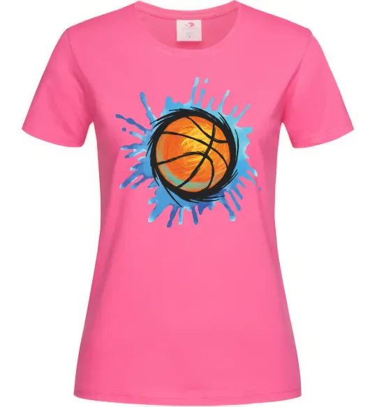 Женская футболка Баскетбольний м'яч бризки Ярко-розовый фото