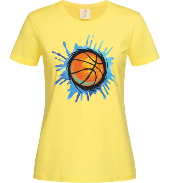 Женская футболка Баскетбольний м'яч бризки Лимонный фото