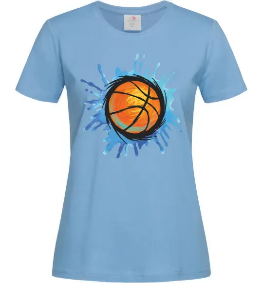 Женская футболка Баскетбольний м'яч бризки Голубой фото