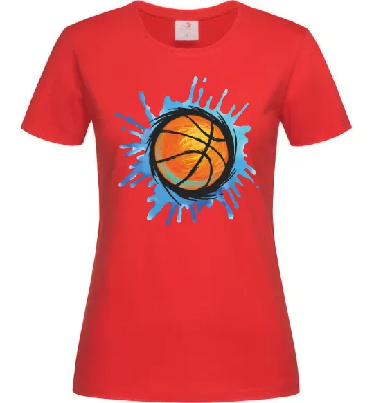 Женская футболка Баскетбольний м'яч бризки Красный фото