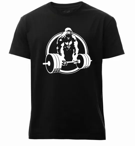 Чоловіча преміум футболка Горилла жме Чорний фото