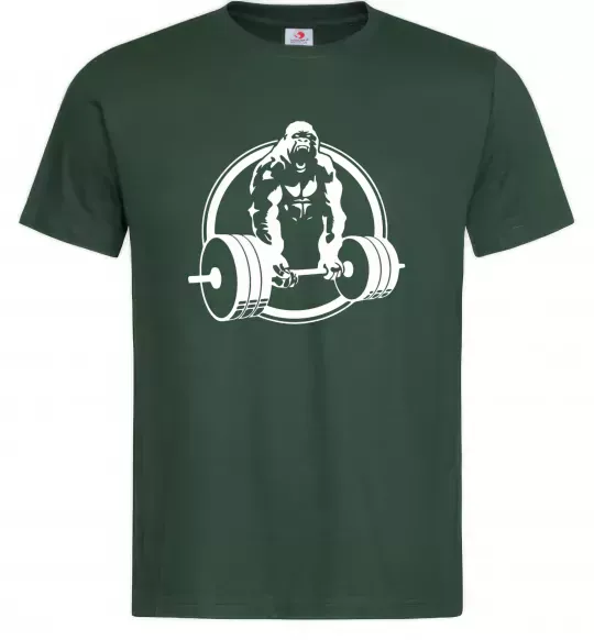 Чоловіча футболка Горилла жме Темно-зелений фото