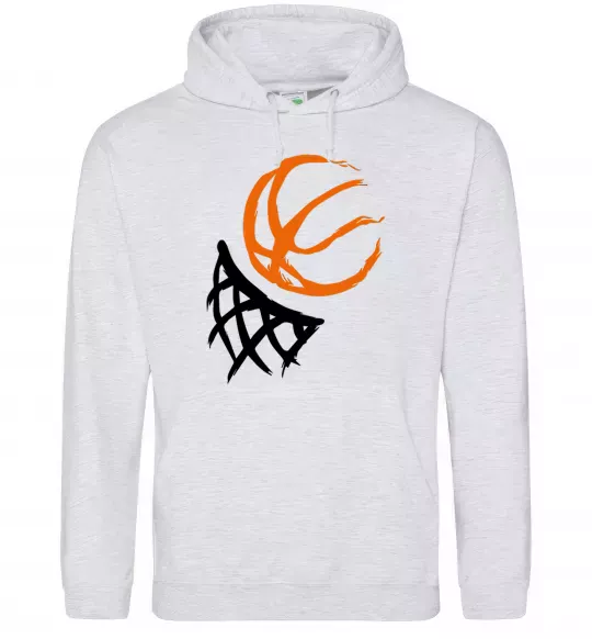 Мужская толстовка (худи) Баскетбольне кільце арт Серый меланж фото