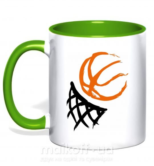 Чашка з кольоровою ручкою Баскетбольное кольцо арт Зелений фото