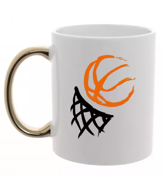 Чашка с цветной ручкой Баскетбольне кільце арт Золото фото