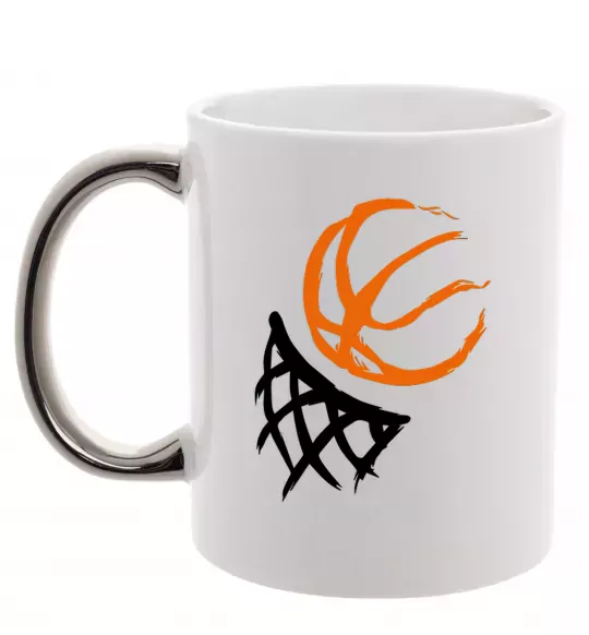 Чашка с цветной ручкой Баскетбольне кільце арт Серебро фото