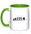 Чашка з кольоровою ручкою Эволюция хоккей Зелений фото