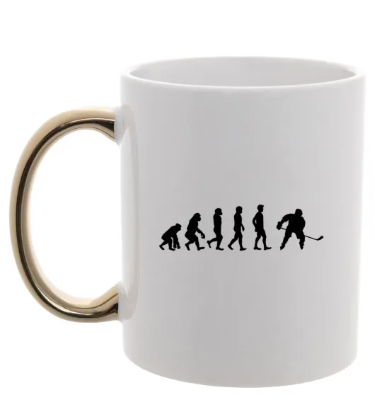 Чашка с цветной ручкой Еволюція хокей Золото фото