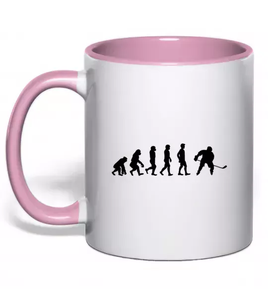 Чашка с цветной ручкой Еволюція хокей Нежно розовый фото