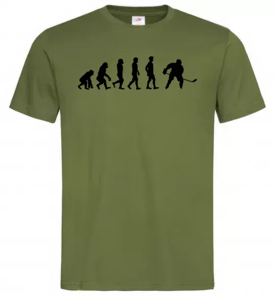 Мужская футболка Еволюція хокей Оливковый фото