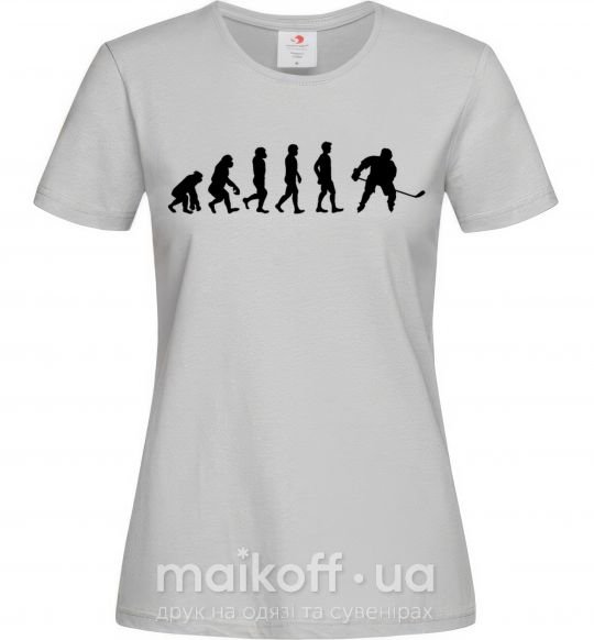 Женская футболка Эволюция хоккей Серый фото