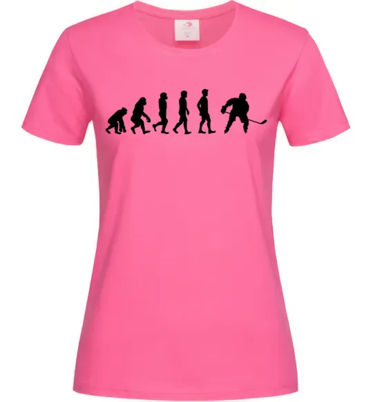 Жіноча футболка Еволюція хокей Яскраво-рожевий фото