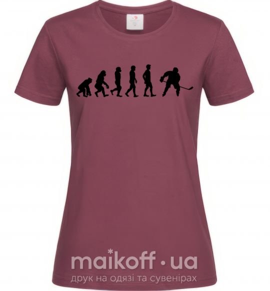 Жіноча футболка Эволюция хоккей Бордовий фото